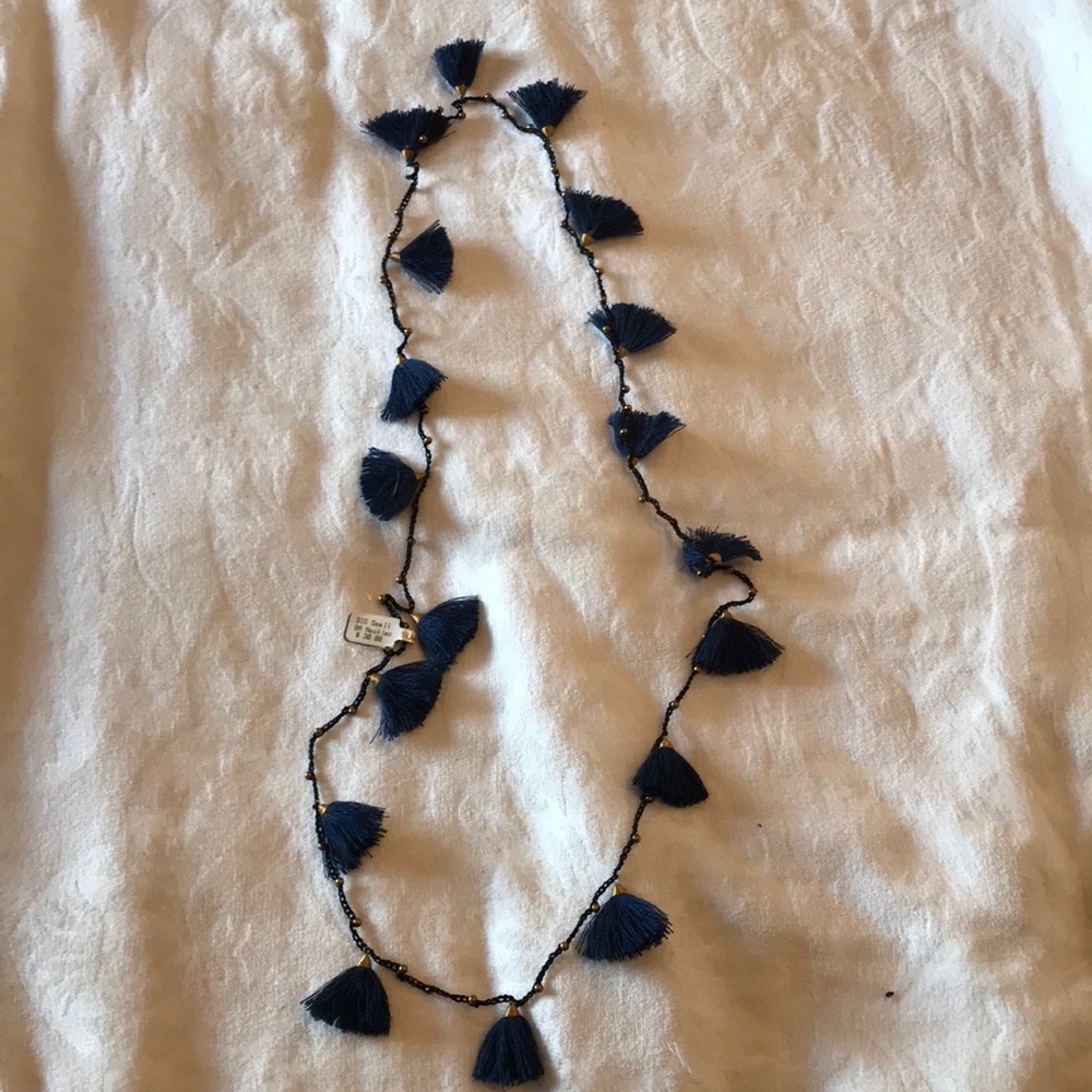 Navy Tassel Necklace